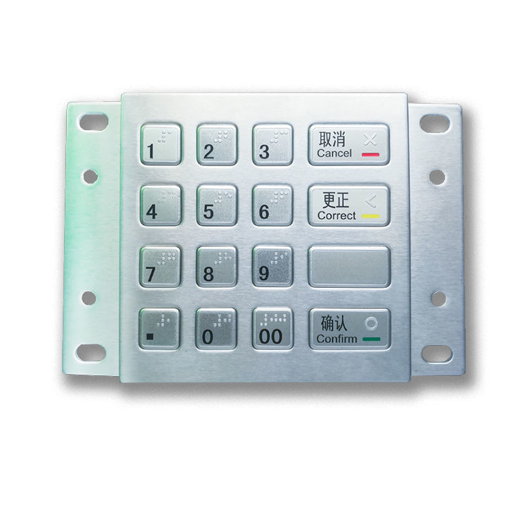 16 점자키 USB와 ATM 지불 키오스크 DES 3DES 암호화된 금속 EPP 핀 패드